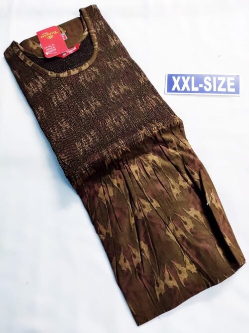 Thavam Smocking Pattern Model Nighty Green With Brown Color