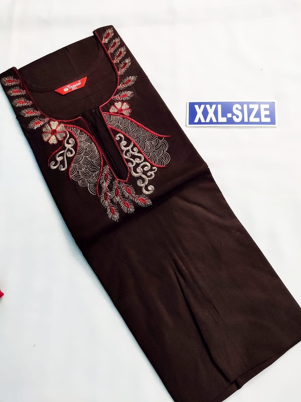 Embroidary Design Nighty Dark Coffee Brown Color