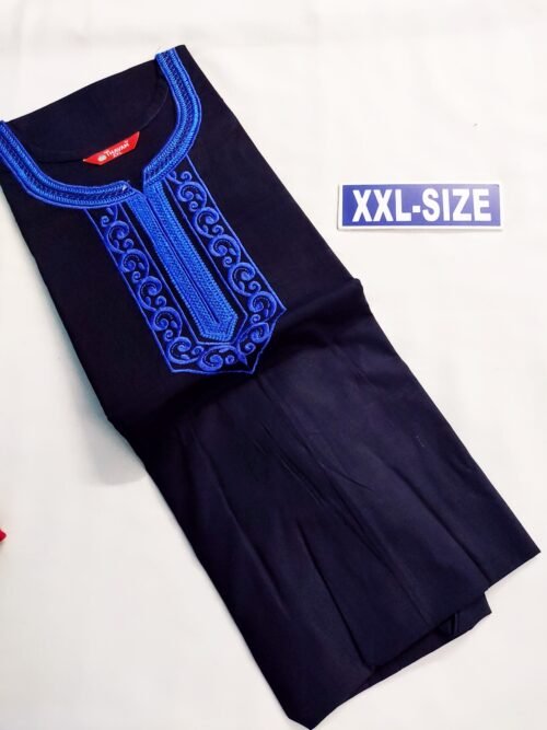 Embroidary Design Nighty Dark Navy Blue Color