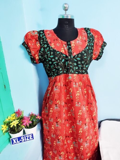 Beauty and Yoga Branded Puff sleeve Frock Model Nighty